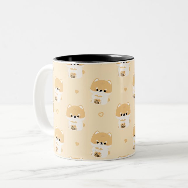 Corgi Boba Tea Two-Tone Coffee Mug (Front Left)