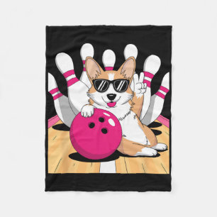 Corgi Bowler Bowling Tenpin Fleece Blanket