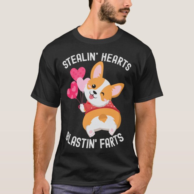 Corgi Breakin Hearts Blastin Farts Valentines Day  T-Shirt (Front)