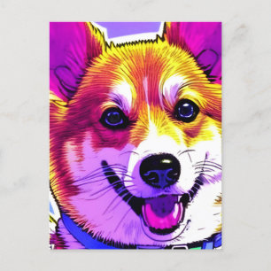 Corgi bright, bold colours postcard