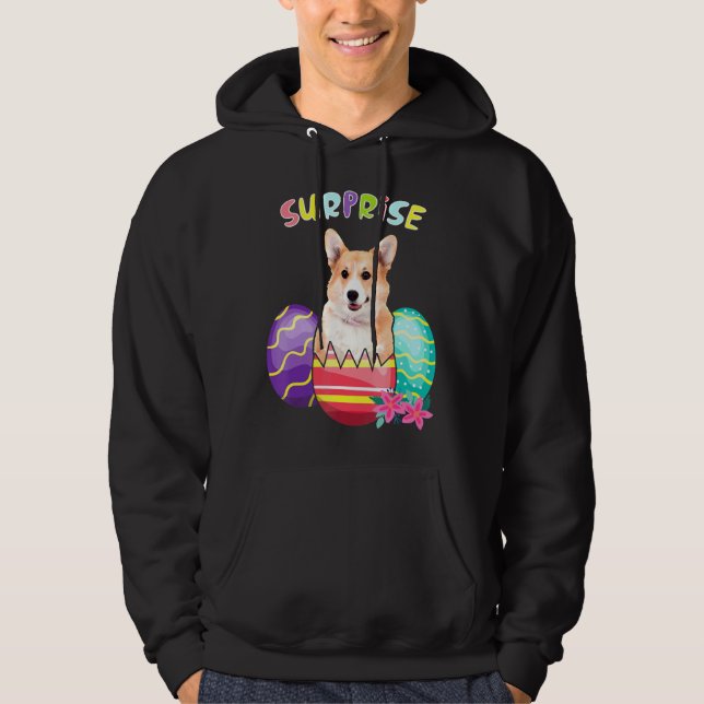 Corgi Bunny With Eggs Easter Dog Hoodie (Front)