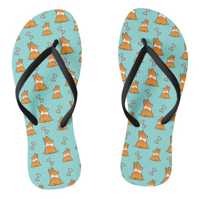 Corgi Butt and Bones Flip Flops (Footbed)
