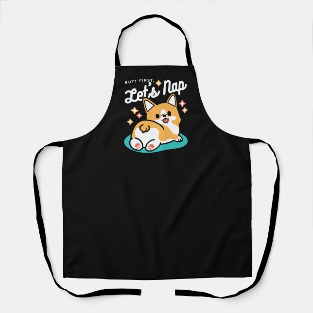 Corgi Butt and Nap Vibes – Cute Sleeping Dog Apron (Front)
