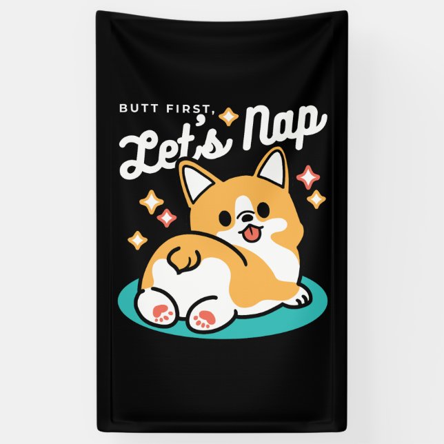 Corgi Butt and Nap Vibes – Cute Sleeping Dog Banner (Vertical)
