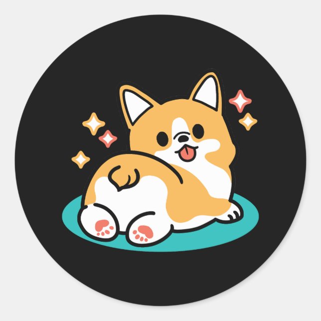Corgi Butt and Nap Vibes – Cute Sleeping Dog Classic Round Sticker (Front)