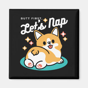 Corgi Butt and Nap Vibes – Cute Sleeping Dog Magnet