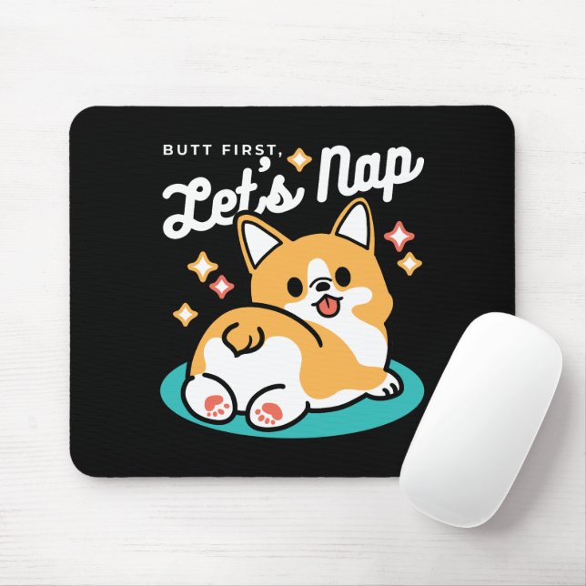 Corgi Butt and Nap Vibes – Cute Sleeping Dog Mouse Mat (With Mouse)