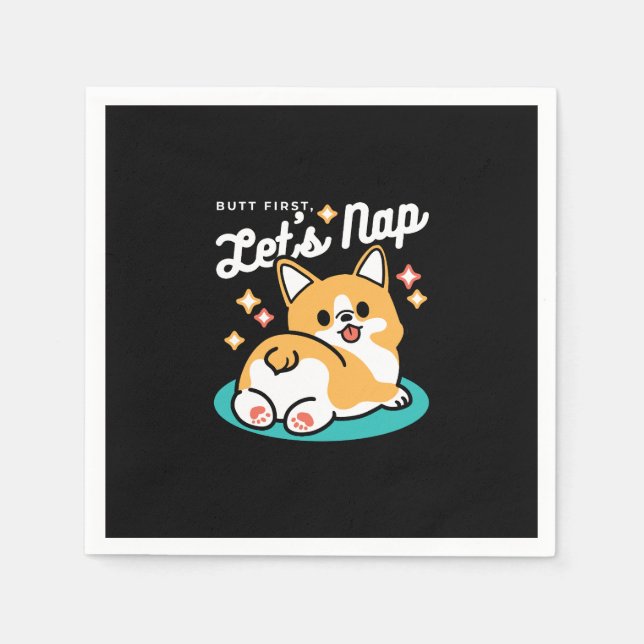 Corgi Butt and Nap Vibes – Cute Sleeping Dog Napkin (Front)