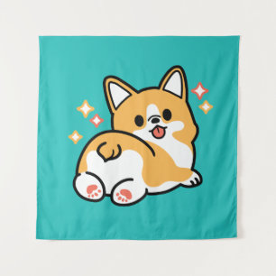 Corgi Butt and Nap Vibes – Cute Sleeping Dog Tapestry