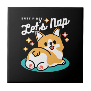 Corgi Butt and Nap Vibes – Cute Sleeping Dog Tile