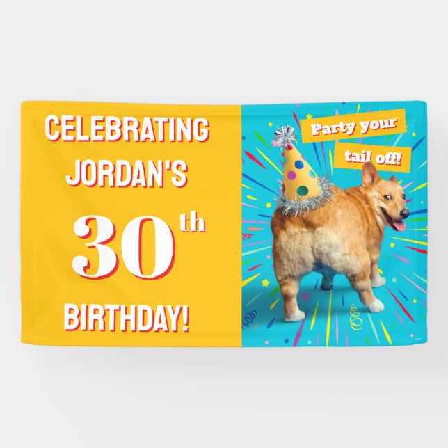 Corgi Butt Birthday Hat Banner (Horizontal)
