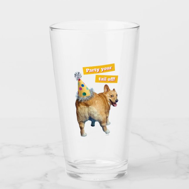 Corgi Butt Birthday Hat Glass (Front)