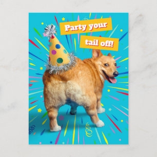 Corgi Butt Birthday Hat Postcard