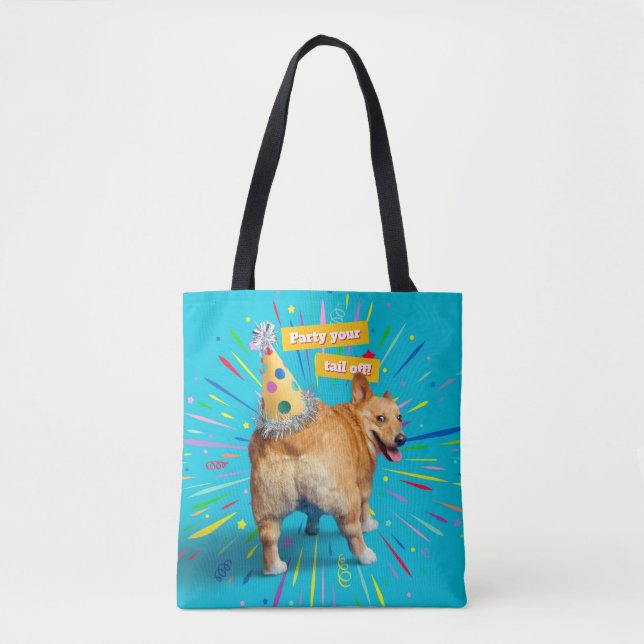 Corgi Butt Birthday Hat Tote Bag (Front)