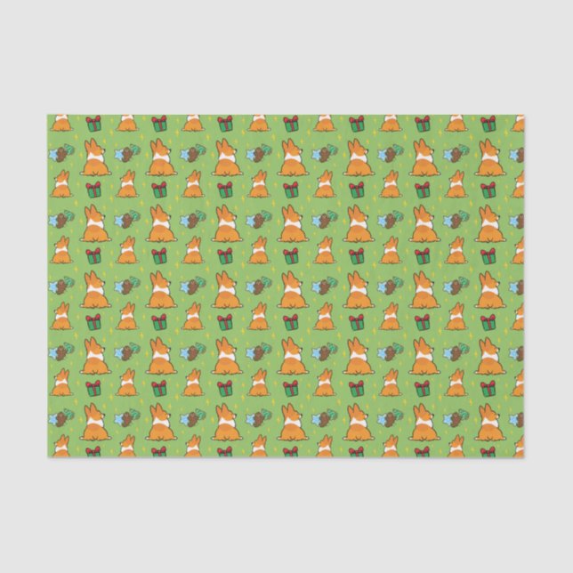 Corgi Butt Christmas Tissue Paper | Gift Wrap (Front)