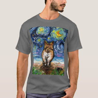 Corgi Butt On The Beach Starry Night Dog Art By Aj T-Shirt