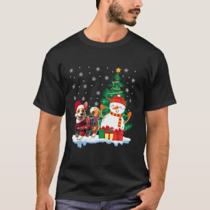 Corgi Butt Santa Hat Lights Christmas Snowman Tree T-Shirt
