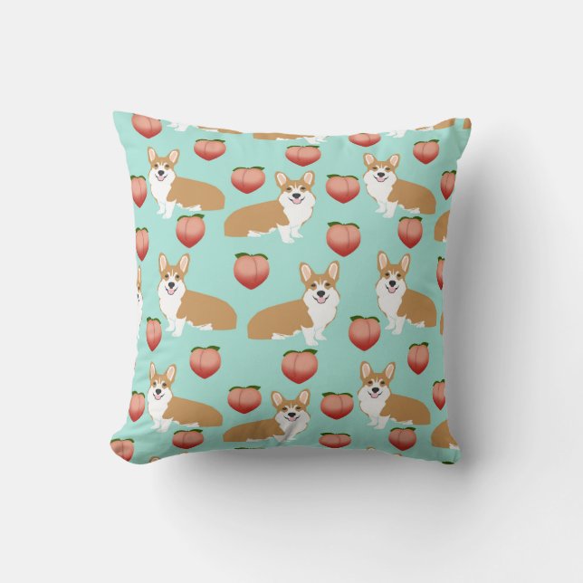 Corgi Butts cute throw pillow - peach emoji (Front)