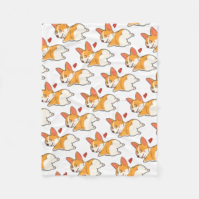 Corgi Butts Fleece Blanket (Front)