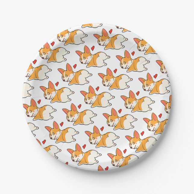 Corgi Butts Paper Plate (Front)