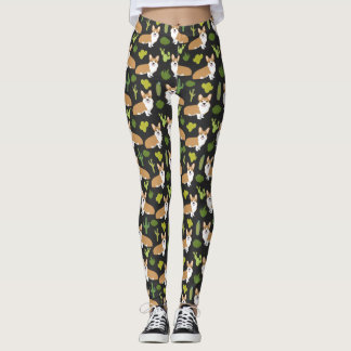 Corgi cactus - dark corgi cactus leggings