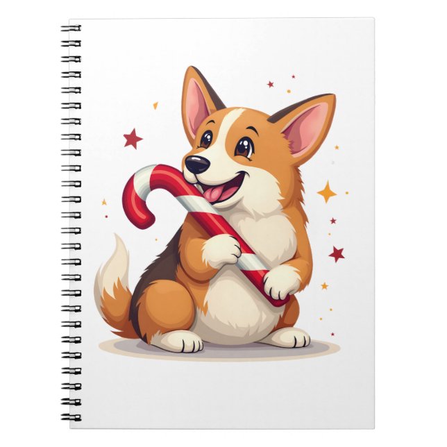 Corgi Candy Cane Joy Notebook (Front)