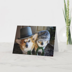 Corgi carolers Christmas card