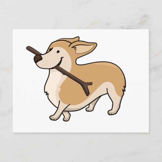 corgi cartoonw stick postcard (Front)