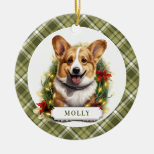Corgi Ceramic Circle Ornament