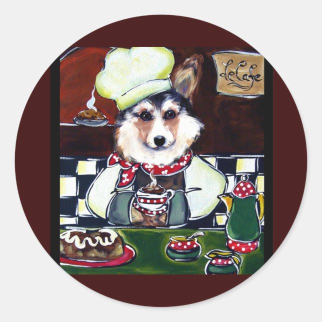 Corgi Chef Classic Round Sticker (Front)