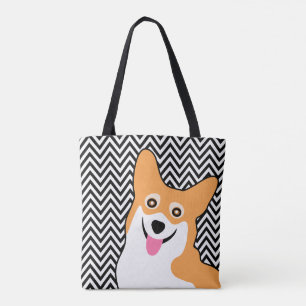 Corgi Chic Chevron Tote Bag