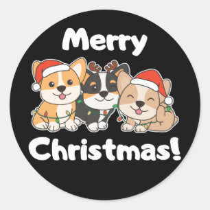 Corgi Christmas Animals Cute Dogs Merry Christmas Classic Round Sticker