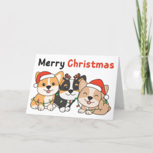 Corgi Christmas Animals Cute Dogs Merry Christmas  Holiday Card