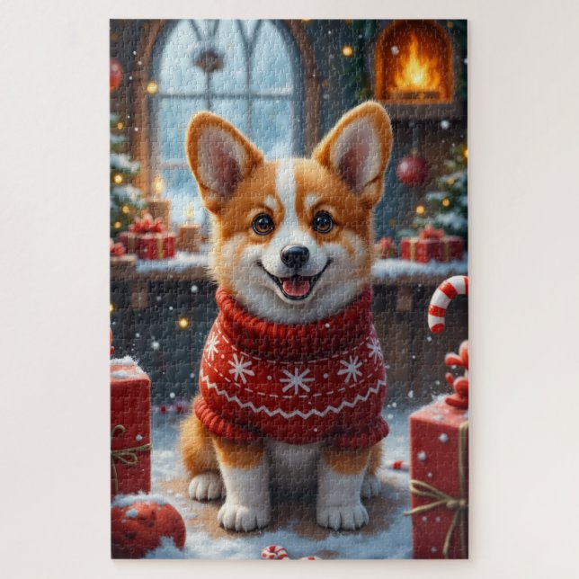 Corgi Christmas Art Jigsaw Puzzle (Vertical)