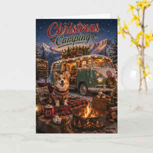 Corgi Christmas Camping Holiday Camper Van Winter Card