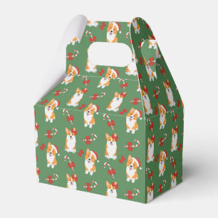 Corgi Christmas Candy Cane Pattern Favour Box