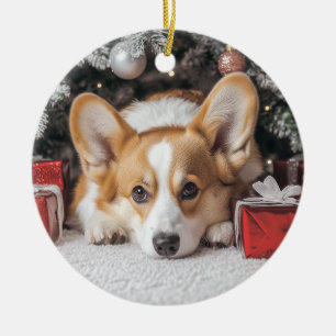 Corgi Christmas Ceramic Tree Decoration