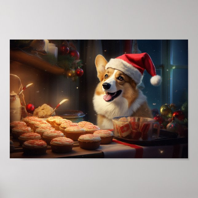 Corgi Christmas Cookies Festive Holiday Poster (Front)
