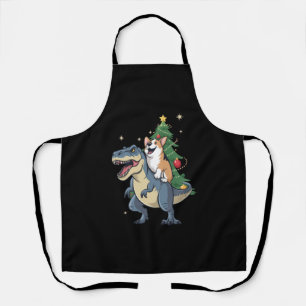 Corgi Christmas Dinosaur Tree Rex Holiday Xmas Apron