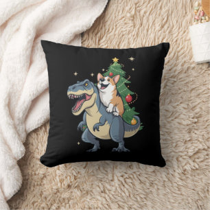 Corgi Christmas Dinosaur Tree Rex Holiday Xmas  Cushion