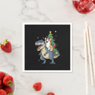Corgi Christmas Dinosaur Tree Rex Holiday Xmas Napkin