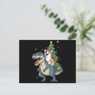 Corgi Christmas Dinosaur Tree Rex Holiday Xmas  Postcard