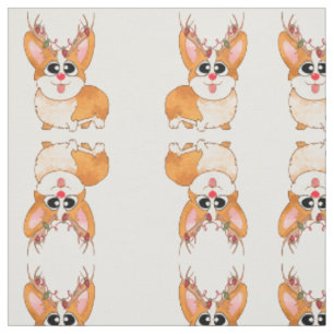 Corgi, Christmas Dog, Funny Cartoon Fabric