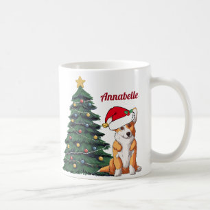 Corgi Christmas Dog in Santa Hat Cute Personalised Coffee Mug
