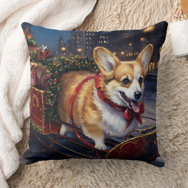 Corgi Christmas Festive Season Cushion (Blanket)