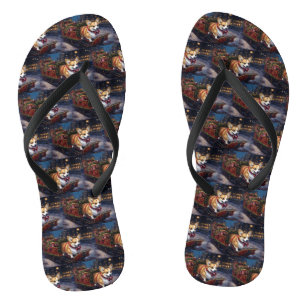 Corgi Christmas Festive Season Flip Flops