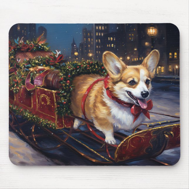 Corgi Christmas Festive Season Mouse Mat (Front)