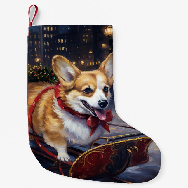 Corgi Christmas Festive Season Small Christmas Stocking (Front)