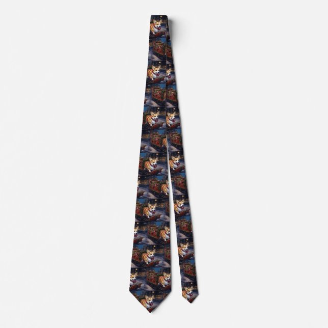 Corgi Christmas Festive Season Tie (Front)