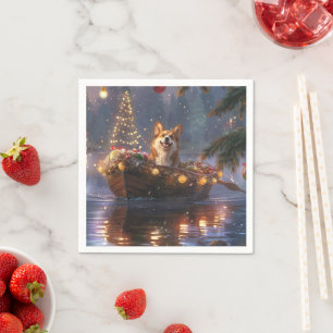 Corgi Christmas Festive Voyage Napkin
